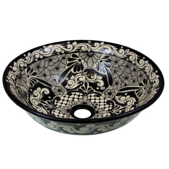 cierna biela dekorativna vzorovana rucne malovana keramicka umyvadlova misa okruhla na pult stredomorska kupelna lameridiana interierovy dizajn.jpg